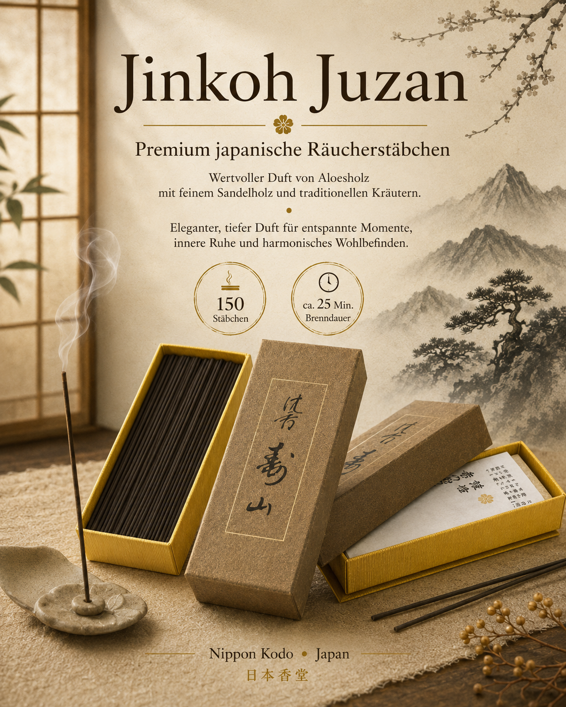 Jinkoh Juzan Aloeswood Incense – japanische Premium-Räucherstäbchen