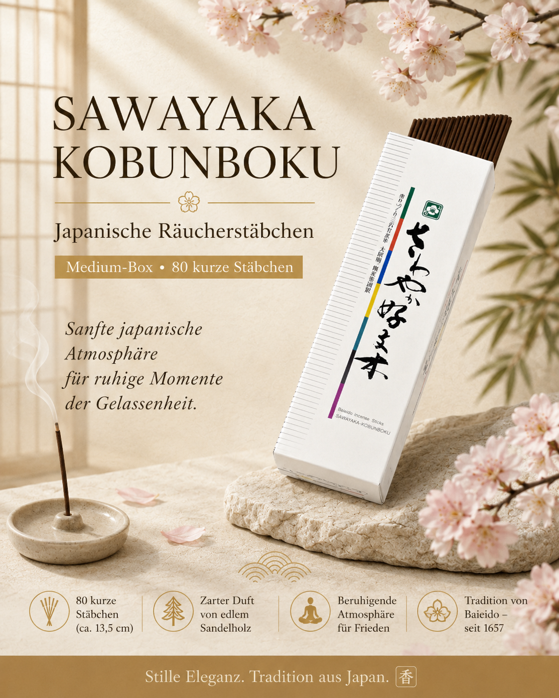 Baieido Sawayaka Kobunboku – japanische Räucherstäbchen mit Zimtnote